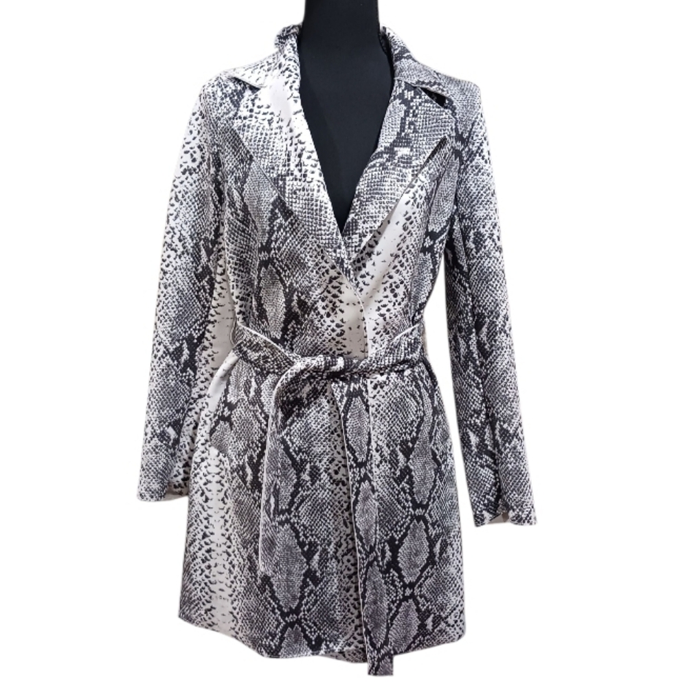 Love Token Python Faux Suede Coat Snakeprint Smoking Jacket